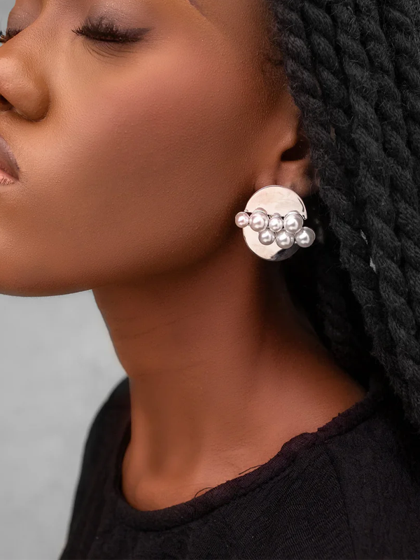 Millie Pearl Cluster Oval Studs RUAHH