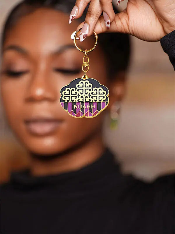 Enameled Adinkra keychain