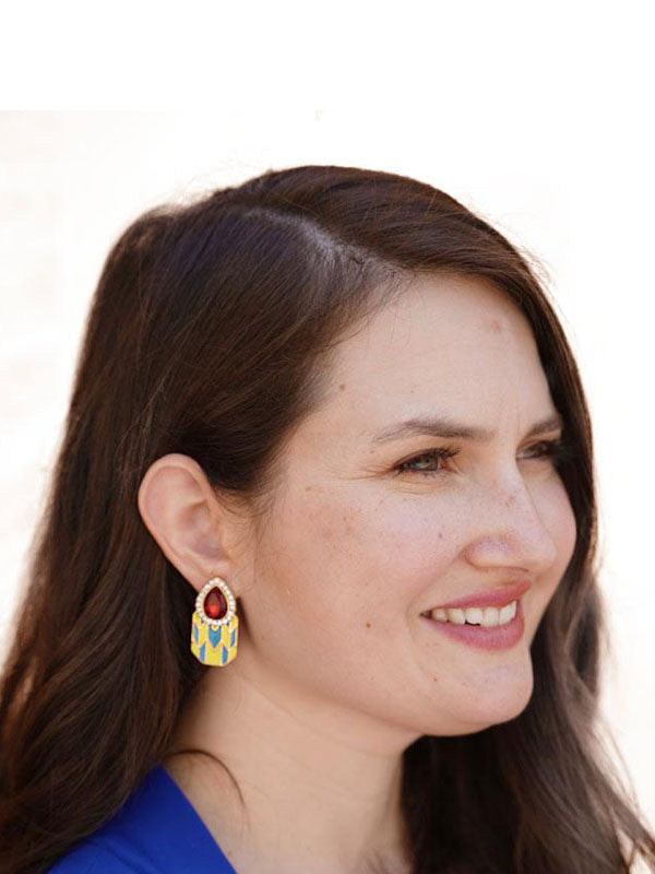 Enamel and Crystal Stud Earrings