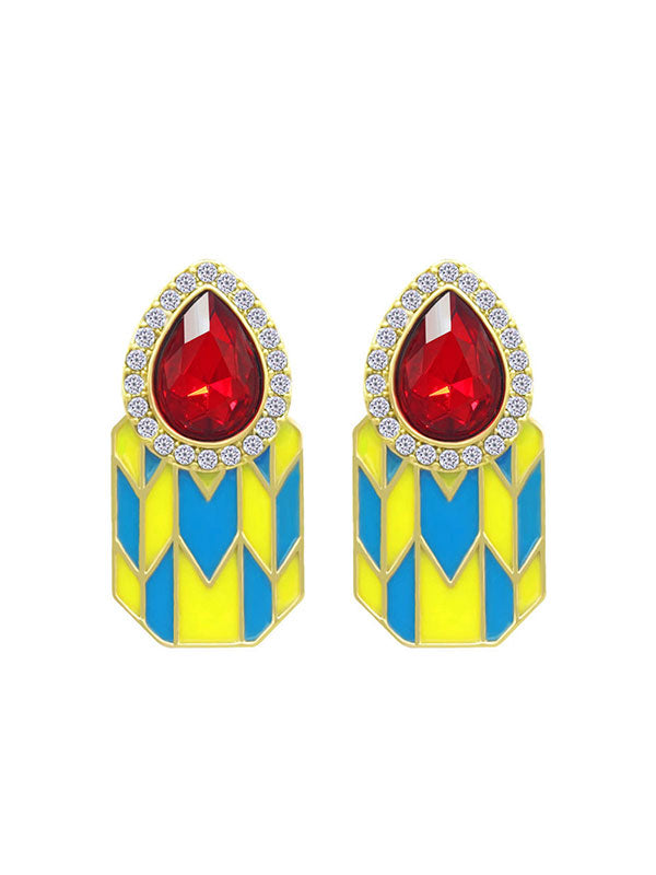 Enamel and Crystal Stud Earrings