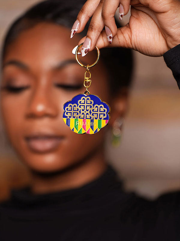 Enameled Adinkra keychain