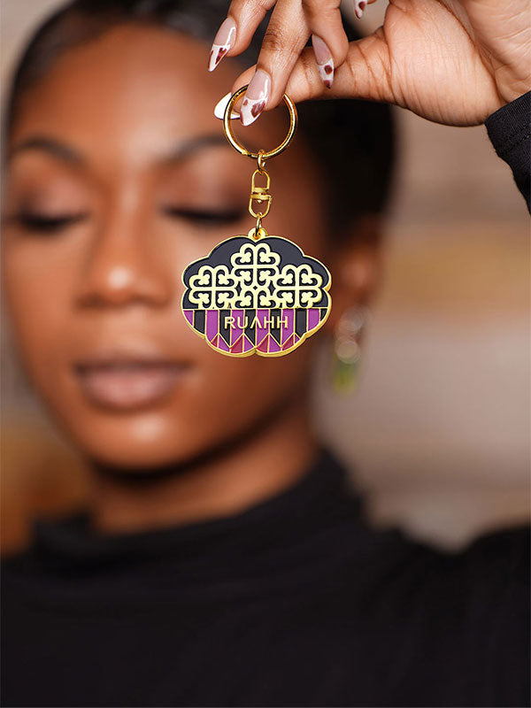 Enameled Adinkra keychain