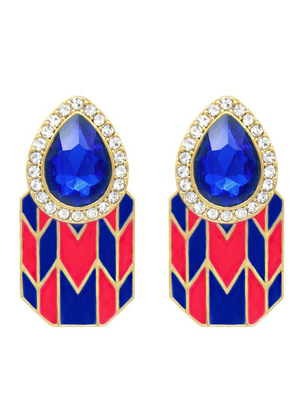 Enamel and Crystal Stud Earrings