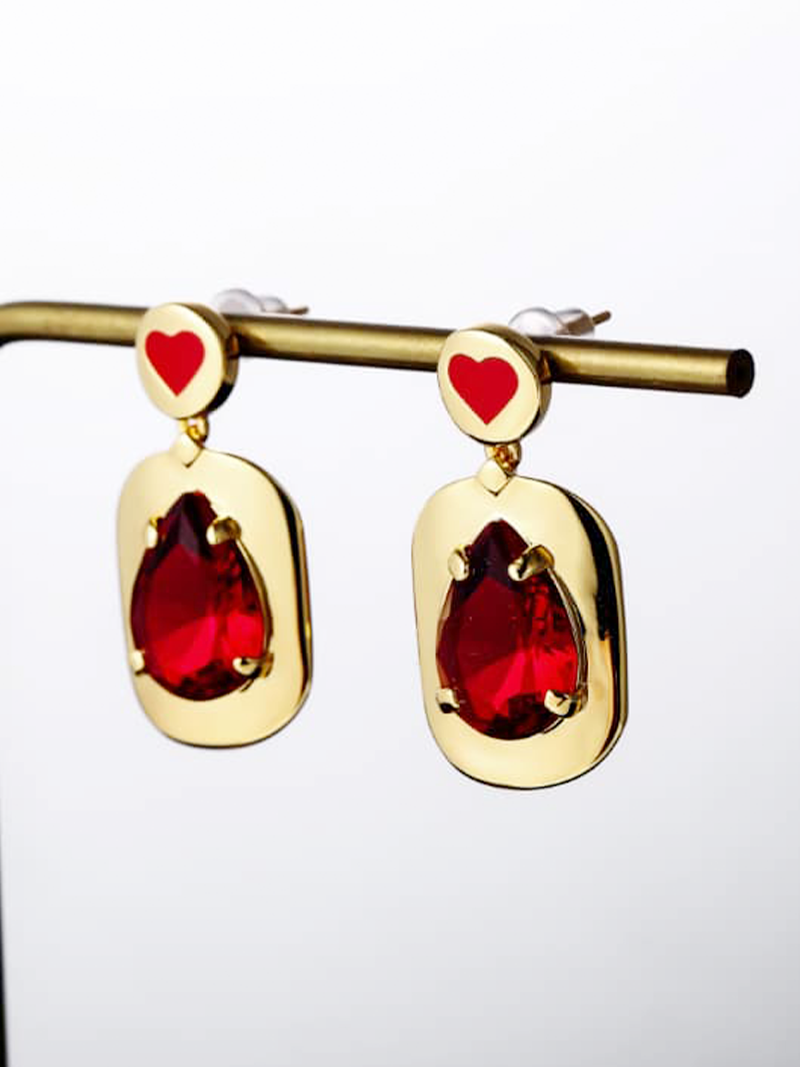 Enamel Heart Earrings