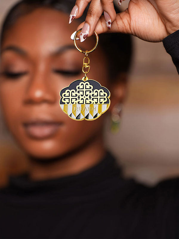 Enameled Adinkra keychain